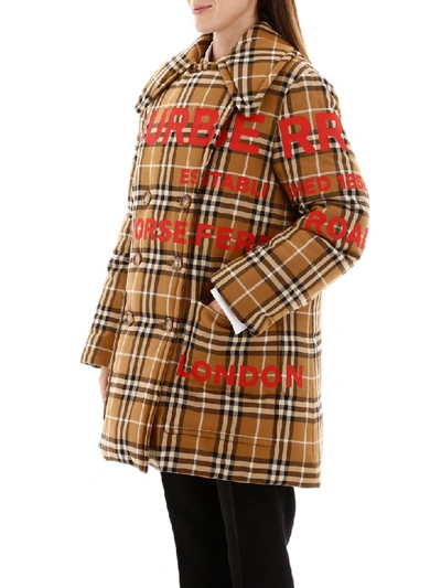 Shop Burberry Tartan Puffer Jacket With Print In Warm Walnut (brown)