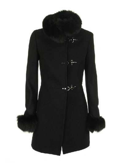 Shop Fay Virginia Black Fur Coat
