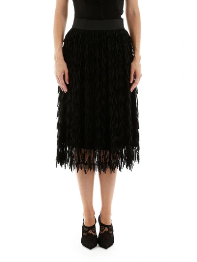 Shop Dolce & Gabbana Fringed Tulle Skirt In Nero (black)