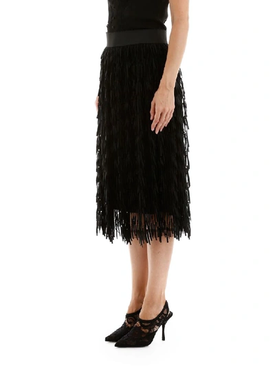 Shop Dolce & Gabbana Fringed Tulle Skirt In Nero (black)