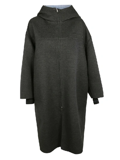 Shop Prada Zipped Coat In Black