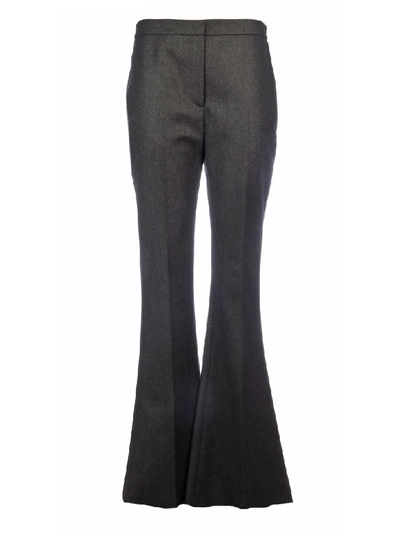 Shop Alexander Mcqueen Wool Sharp Flared Pants In Anthracite