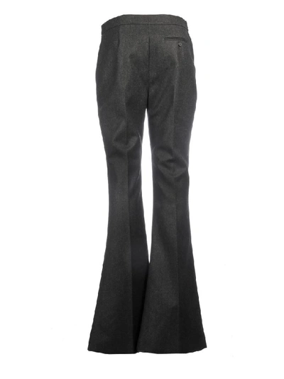 Shop Alexander Mcqueen Wool Sharp Flared Pants In Anthracite