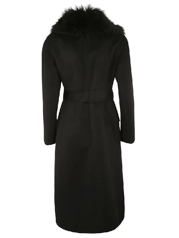 Prada Fur Collar Angora Blend Coat In Black | ModeSens