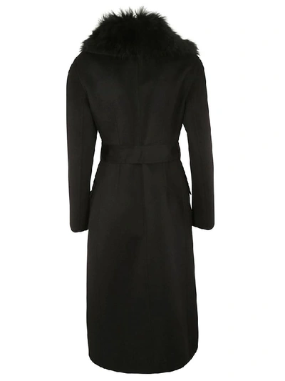 Shop Prada Fur Collar Coat In Black