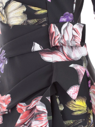Shop La Petit Robe Di Chiara Boni Dress L/s V Neck Fantasy W/side Drape In Taiga Flowers Nero