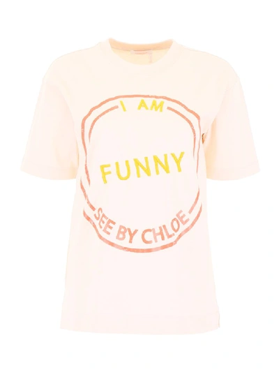 Shop See By Chloé I Am Cheeky T-shirt In Beige (beige)