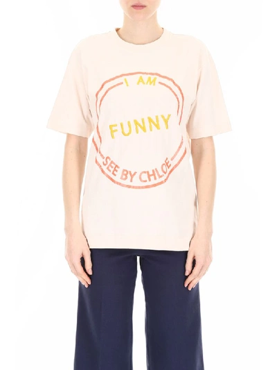 Shop See By Chloé I Am Cheeky T-shirt In Beige (beige)