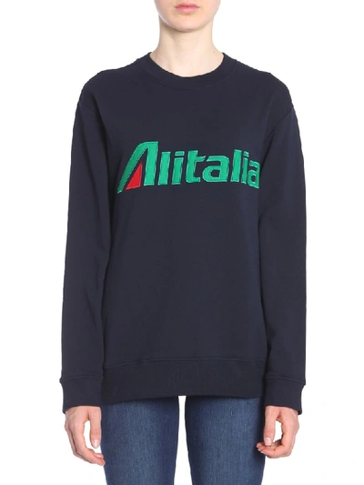 Shop Alberta Ferretti Alitalia Embroidered Sweatshirt In Blu