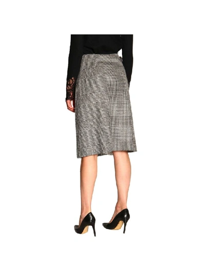 Shop Ermanno Scervino Skirt In Prince Of Wales Fabric With Polka Dot Slit In Black