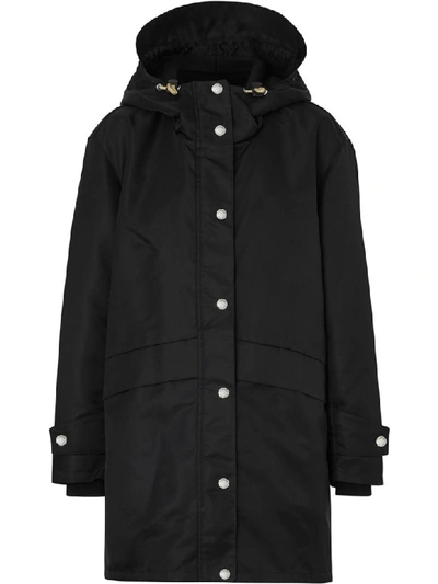 Shop Burberry Logo Printed Parka Jacket In Black