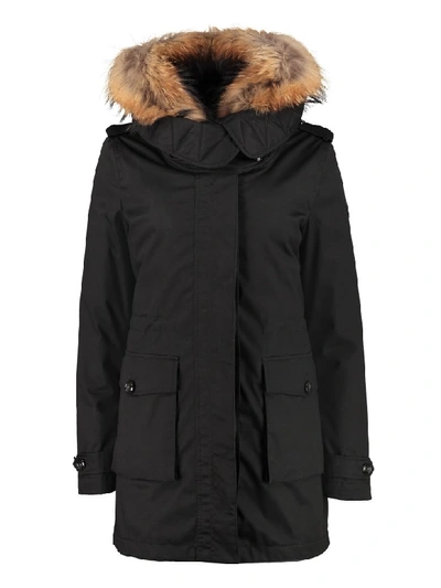 Shop Woolrich Scarlett Padded Parka With Fur Hood In Black