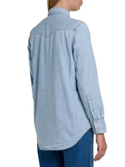 Shop Calvin Klein Jeans Est.1978 Foundation Western Denim Shirt With Contrasting Patches In Blu