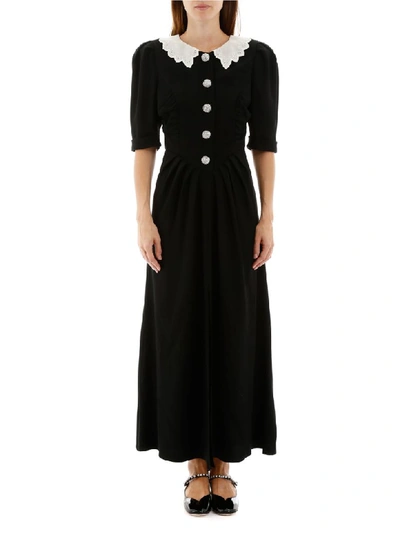 Shop Alessandra Rich Crepe Dress With Collar In Black (black)