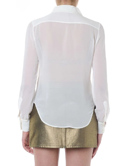 Shop Saint Laurent Oversized Collar White Silk Shirt