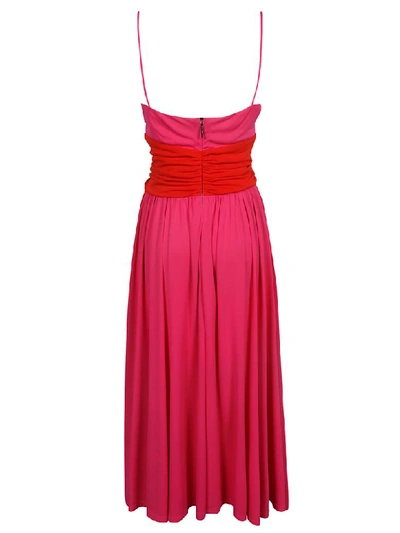 Shop Msgm A-line Midi Dress In Pink/red