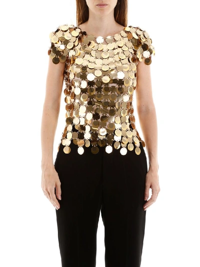 Shop Paco Rabanne Gold Sequins Top In Gold (gold)
