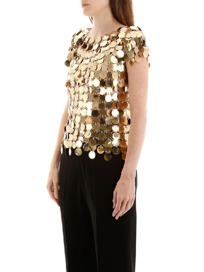 Shop Paco Rabanne Gold Sequins Top In Gold (gold)