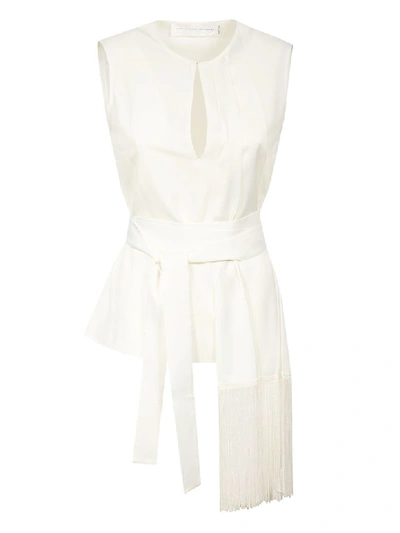 Shop Victoria Victoria Beckham Fringed Scarf Top In White