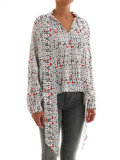 Shop Balenciaga Silk Shirt Bonjour Paris In White