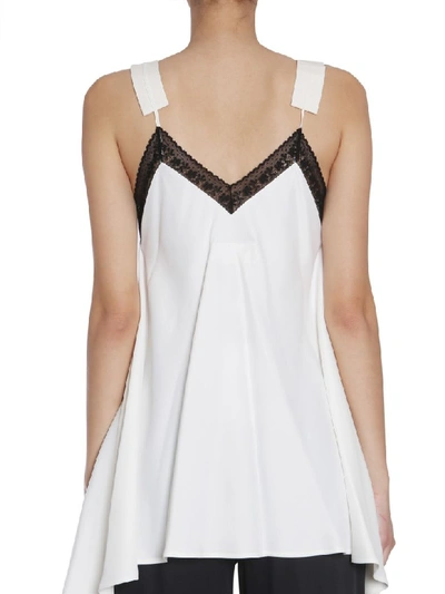 Shop Mm6 Maison Margiela Top With Lace Detail In Bianco
