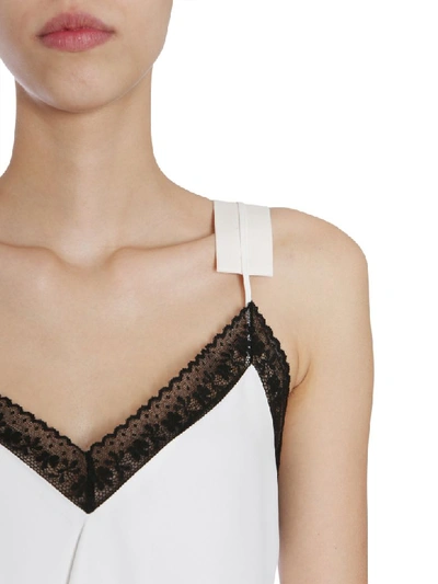 Shop Mm6 Maison Margiela Top With Lace Detail In Bianco