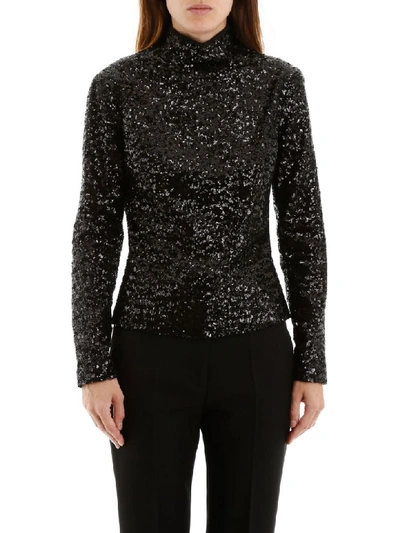 Shop In The Mood For Love Sequins Top In Black (black)