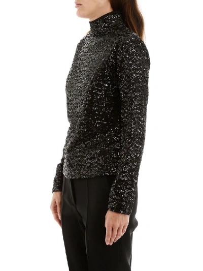 Shop In The Mood For Love Sequins Top In Black (black)