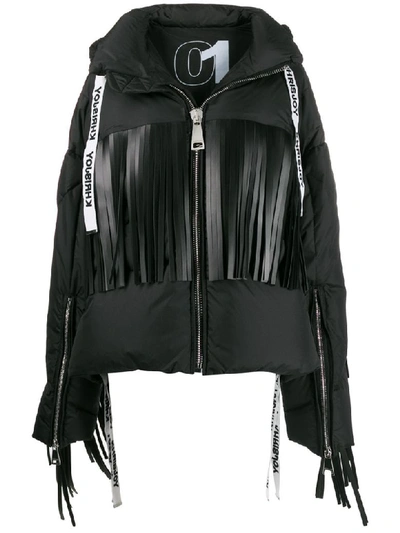 Shop Khrisjoy Puffer Jacket In Black Fringes