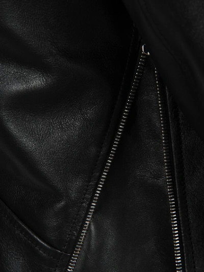 Shop Bottega Veneta Biker Leather Jacket In Black