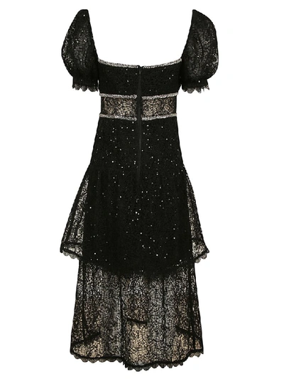 Shop Self-portrait Sequin Circle Lace Midi Dress In Black