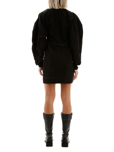 Shop Ganni Short Dress With Crystal Buttons In Black (black)