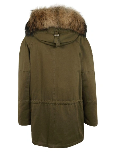 Shop Saint Laurent Faux Fur Jacket In Kaki