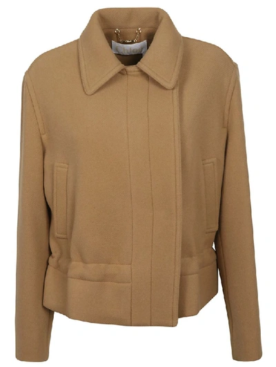 Shop Chloé Elasticated Jacket In Worn Brown