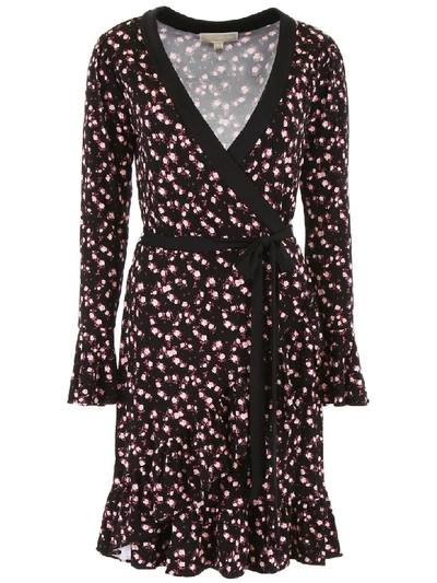 Shop Michael Michael Kors Floral Printed Dress In Blk Dstyrose (black)