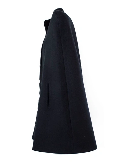 Shop Balmain Black Wool Cape In Nero