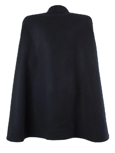 Shop Balmain Black Wool Cape In Nero