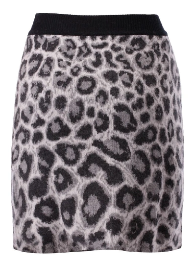 Shop Alberta Ferretti Leopard Print Skirt In Black/white