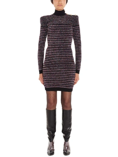 Shop Balmain Dress In Multicolor