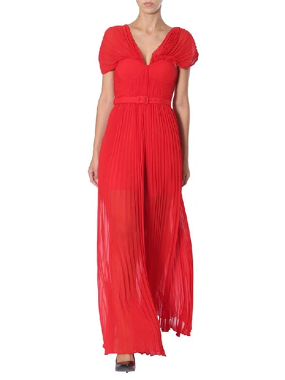 Shop Self-portrait Pleated Suit In Rosso