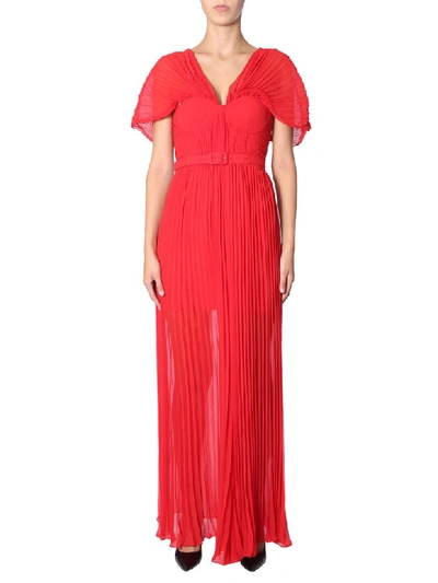 Shop Self-portrait Pleated Suit In Rosso