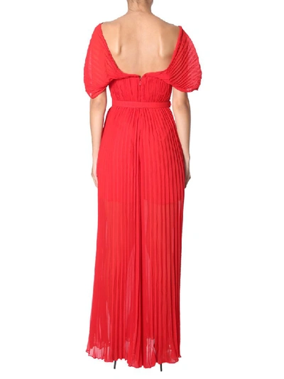 Shop Self-portrait Pleated Suit In Rosso