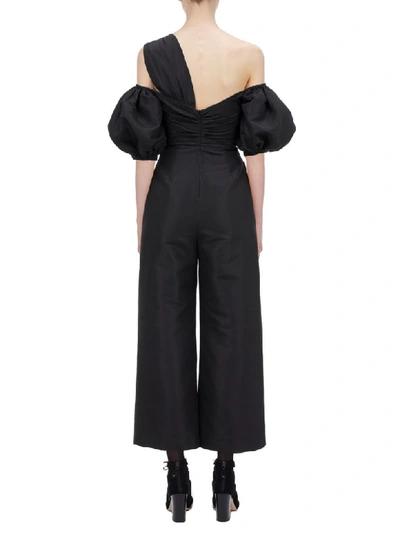 Shop Self-portrait Black Taffeta Jumpsuit In Black Black