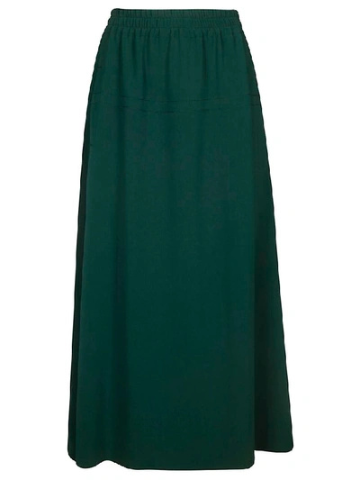 Shop Alberto Biani Elasticated Waist Long Skirt In Green