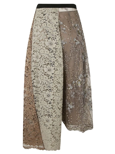 Shop Antonio Marras Asymmetric Lace Skirt In Multicolor