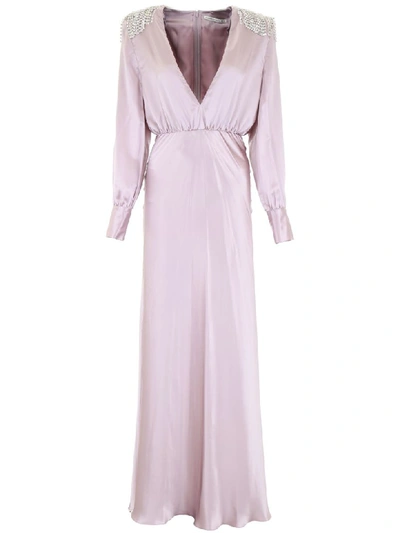 Shop Alessandra Rich Silk Dress With Crystals In Glicine (pink)