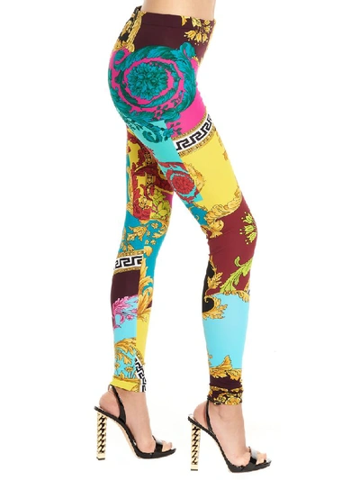 Shop Versace Barocco Boyage Leggigns In Multicolor