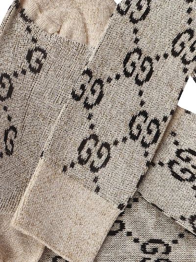Shop Gucci Logo Socks In Ivory/black