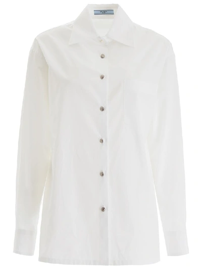 Shop Prada Cotton Shirt In Bianco (white)