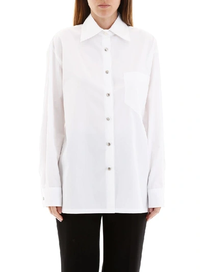 Shop Prada Cotton Shirt In Bianco (white)